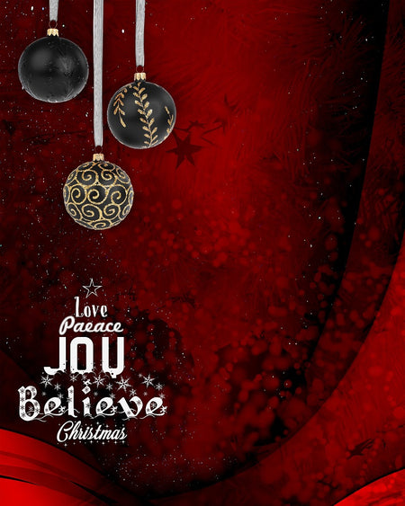 Love Peace Joy Believe Christmas Backdrop - Photography Photoshop Template