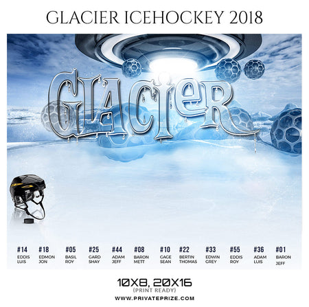 Glacier Ice Hockey Theme - Sports Photography Template - Photography Photoshop Template