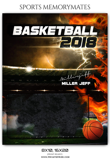Miller Jeff Basketball Sports Memory Mates Photoshop Template - Photography Photoshop Template