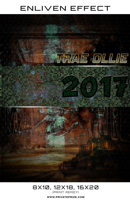 Trae Ollie 2017 Football High School Sports Template -  Enliven Effects - Photography Photoshop Template