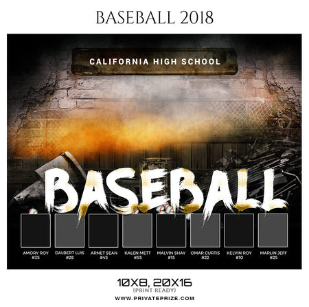 California High School Baseball Themed Sports Photography Template - Photography Photoshop Template