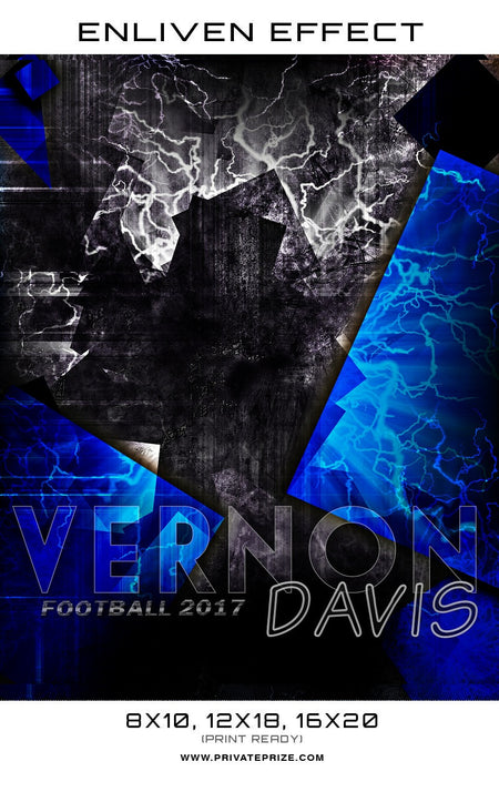 Vernon Davis Football High School Sports Template -  Enliven Effects - Photography Photoshop Template