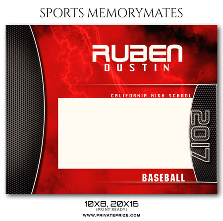 Ruben Dustin Baseball Sports Memory Mate Photoshop Template - Photography Photoshop Template