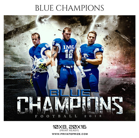Blue Champions - Football Themed Sports Photography Template - Photography Photoshop Template