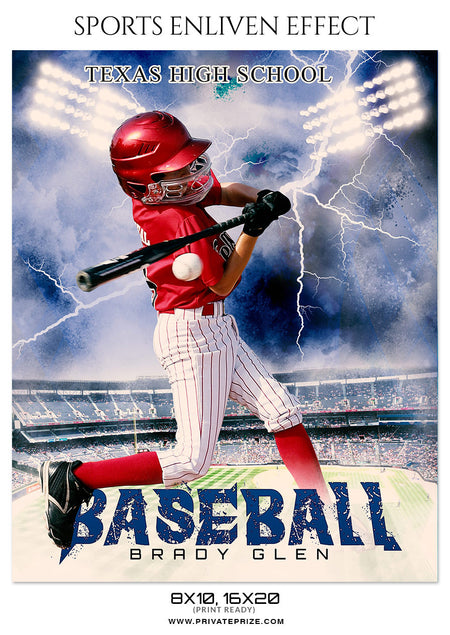 Brady Glen Baseball Sports Enliven Effect  Photoshop Template - Photography Photoshop Template