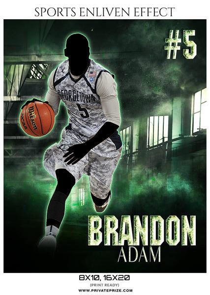 BRANDON ADAM BASKETBALL- SPORTS ENLIVEN EFFECTS - Photography Photoshop Template