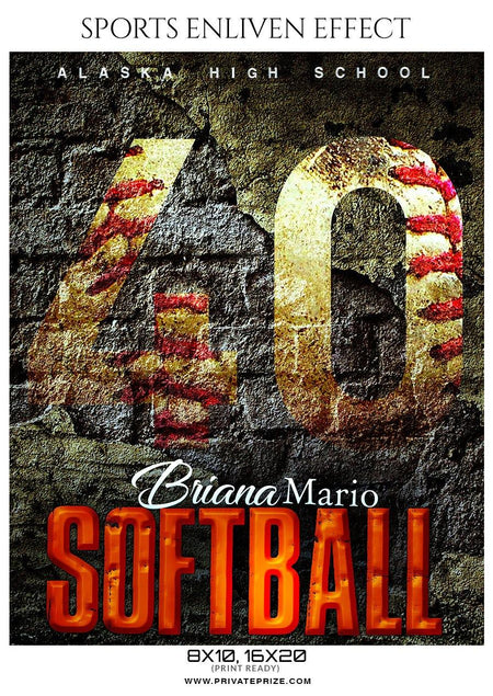 Briana Mario - Softball Sports Enliven Effects Photography Template - PrivatePrize - Photography Templates