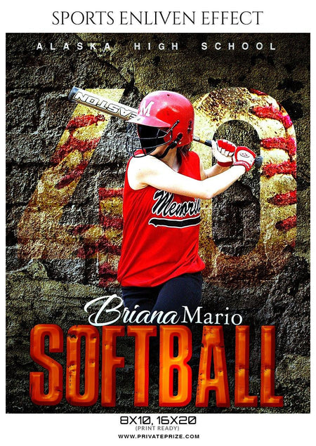 Briana Mario - Softball Sports Enliven Effects Photography Template - PrivatePrize - Photography Templates