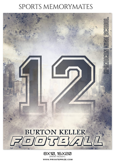 Burton Keller - Football Sports Memory Mates Photography Template - Photography Photoshop Template