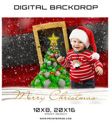 Baby Christmas Digital Backdrop Red Photographer Template