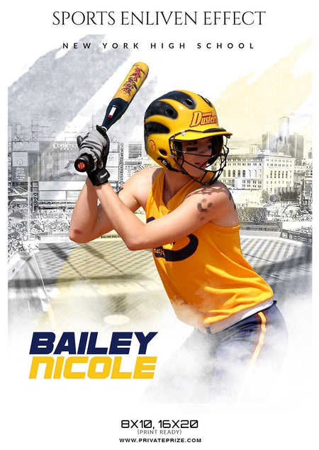 Bailey Nicole - Softball Sports Enliven Effect Photography template - PrivatePrize - Photography Templates