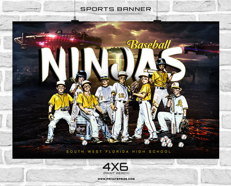 Ninjas - Baseball Sports Banner Photoshop Template - Photography Photoshop Template