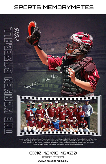The Karken Baseball - Sports Collage Photoshop Template - Photography Photoshop Template