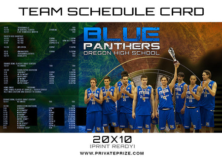 Blue Panthers Team Schedule Card - Photography Photoshop Template