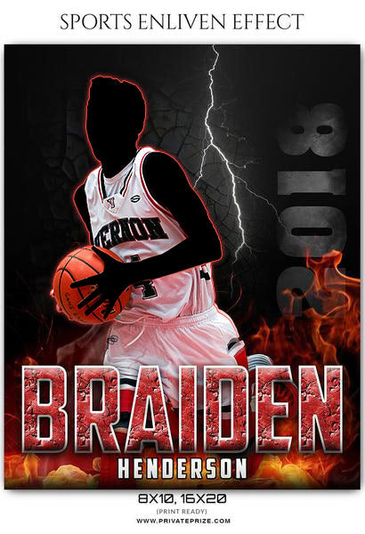 Braiden Henderson - Basketball Sports Enliven Effects Photography Template - Photography Photoshop Template