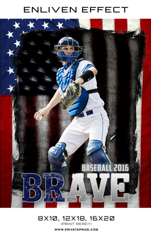 Brave Baseball Sports Template -  Enliven Effects - Photography Photoshop Template
