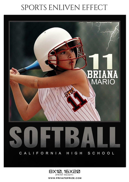 Briana Mario - Softball Sports Enliven Effect Photography template - PrivatePrize - Photography Templates