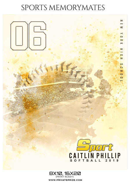 Caltlin Phillip - Softball Sports Memory Mates Photography Template - PrivatePrize - Photography Templates
