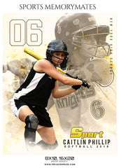Caltlin Phillip - Softball Sports Memory Mates Photography Template