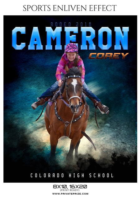 CAMERON COREY-RODEO- SPORTS ENLIVEN EFFECT - Photography Photoshop Template