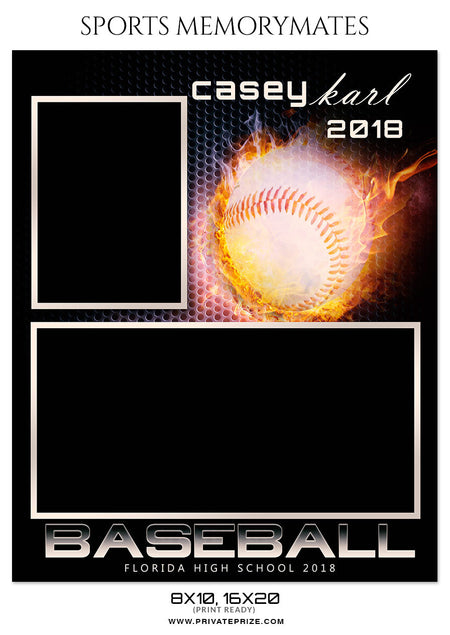Casey Karl - Baseball Sports Memory Mates Photography Template - Photography Photoshop Template