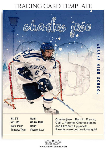 Charles Jose - Ice Hockey Sports Trading Card Photoshop Template - PrivatePrize - Photography Templates