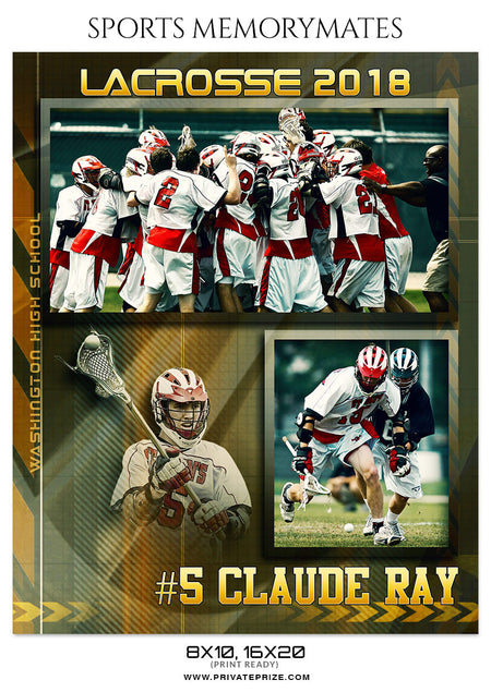 Claude Ray-Lacrosse- Sports Memory Mate Photoshop Template - Photography Photoshop Template