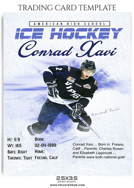Conrad Xavi - Ice Hockey Sports Trading Card Photoshop Template - PrivatePrize - Photography Templates