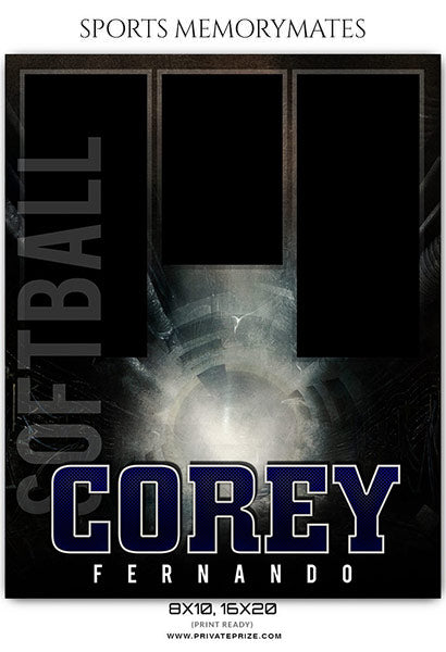 Corey Fernando - Softball Sports Memory Mates Photoshop Template - Photography Photoshop Template