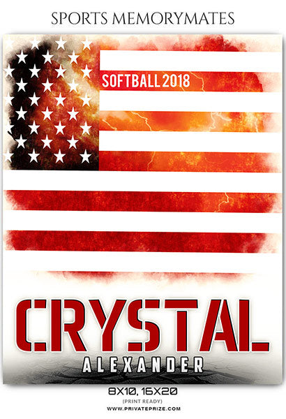Crystal Alexander - Softball Sports Memory Mates Photography Template - Photography Photoshop Template