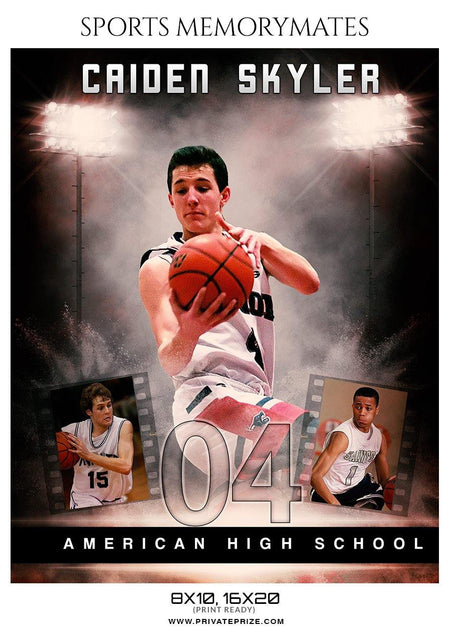 Caiden-Skyler - Basketball Memory Mate Photoshop Template - PrivatePrize - Photography Templates