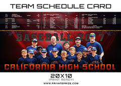 California Team Schedule Card