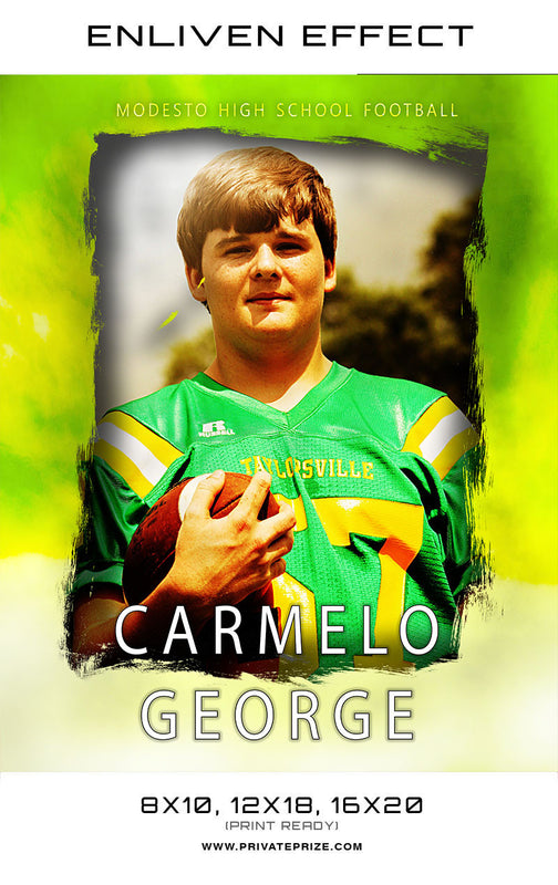 Carmelo Modesto High School Football Sports Template -  Enliven Effects - Photography Photoshop Template