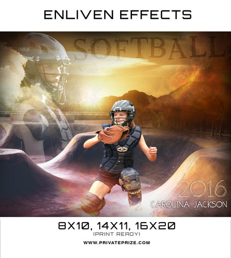 Carolona Jackson Softball Sports Template -  Enliven Effects - Photography Photoshop Template