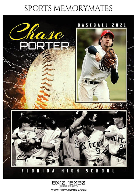 Chase Porter - Baseball Sports Memorymate Photography Template - PrivatePrize - Photography Templates