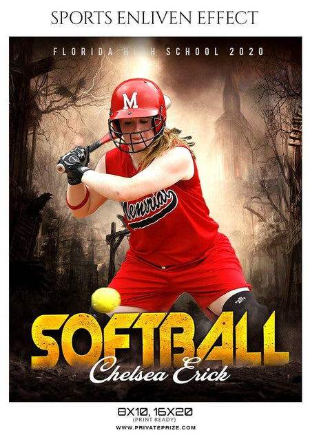 Chelsea Erick - Softball Sports Enliven Effect Photography template - PrivatePrize - Photography Templates