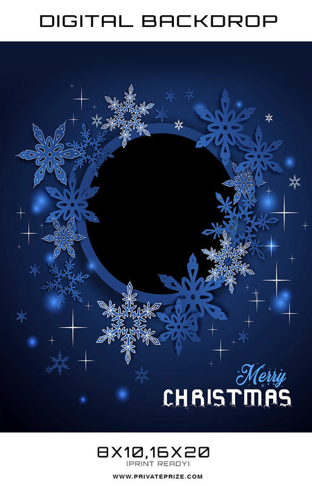 Christmas Baby Blue Frame Back Drop Template - Photography Photoshop Template