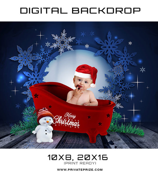 Christmas Baby Digital Backdrop Tub - Photography Photoshop Template