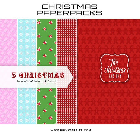 Christmas Digital Paper Pack - The Christmas Factory Set 2 - Photography Photoshop Template