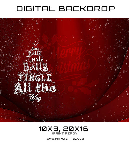 Jingle Bell - Christmas Digital Back Drop - Photography Photoshop Template