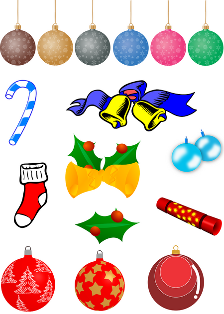 Christmas Ornaments Vector Graphics Set - Photography Photoshop Template
