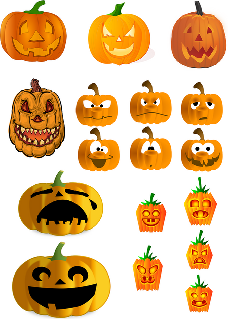 Halloween Pumpkins Vector Graphics Set - Photography Photoshop Template