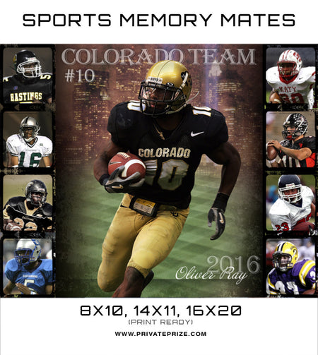 Colorado Team - Sports MemoryMate Photoshop Template - Photography Photoshop Templates