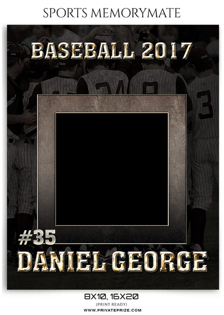 Daniel George Baseball- Sports Memory Mate Photoshop Template - Photography Photoshop Template
