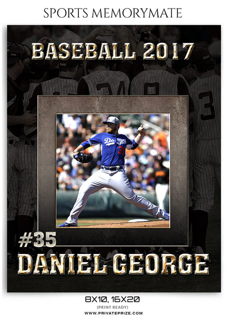 Daniel George Baseball- Sports Memory Mate Photoshop Template - Photography Photoshop Template