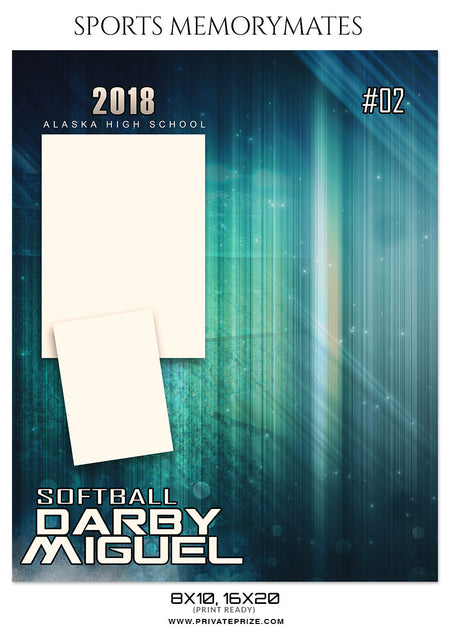 DARBY MIGUEL SOFTBALL SPORTS MEMORY MATE - Photography Photoshop Template