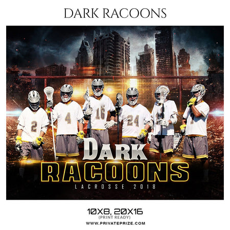 Dark Racoons Lacrosse - Themed Sports Photoshop Template - Photography Photoshop Template