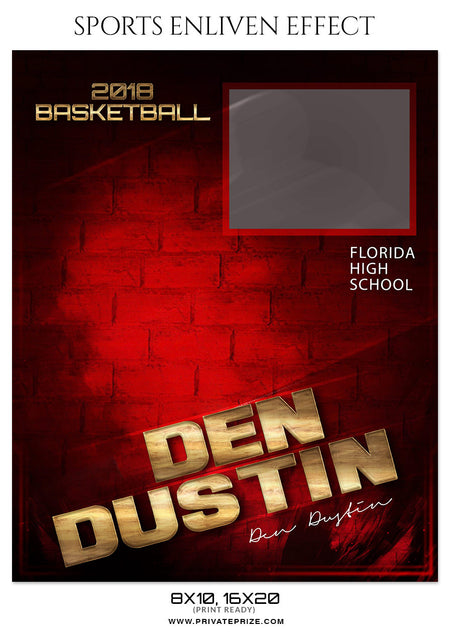 DEN DUSTIN BASKETBALL SPORTS MEMORY MATE - Photography Photoshop Template
