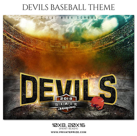Devils - Baseball Themed Sports Photography Template - PrivatePrize - Photography Templates