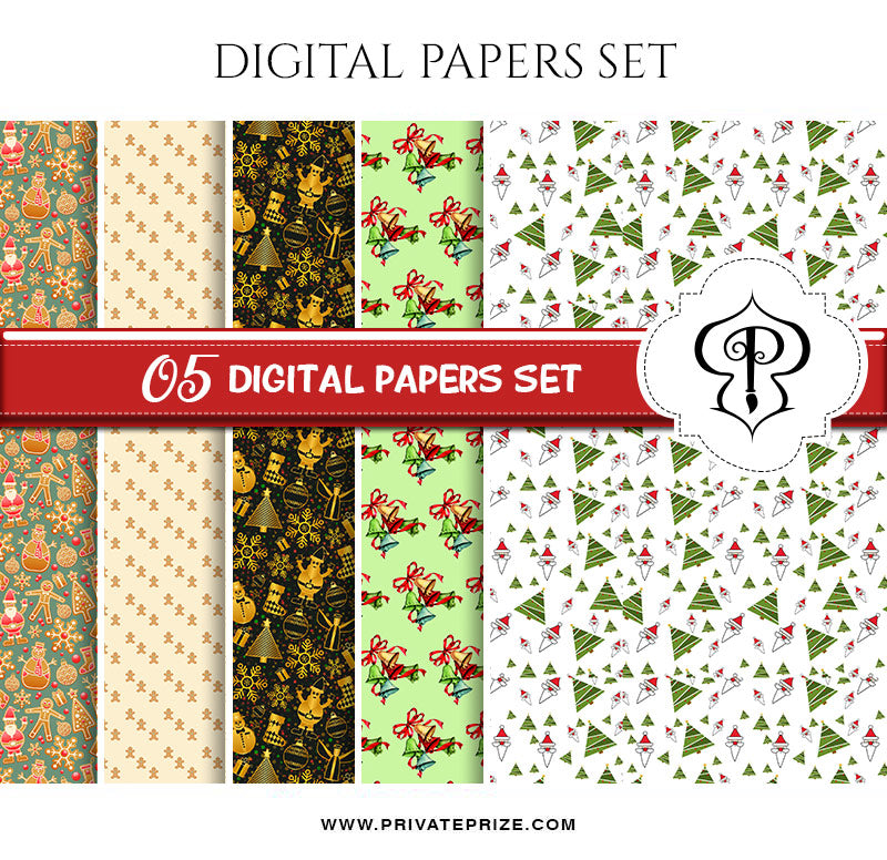 Christmas - Digital Paper Pack - Photography Photoshop Template